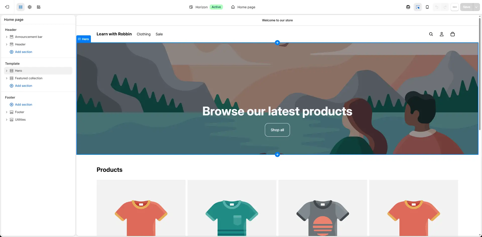 A fresh Horizon store: empty and blank